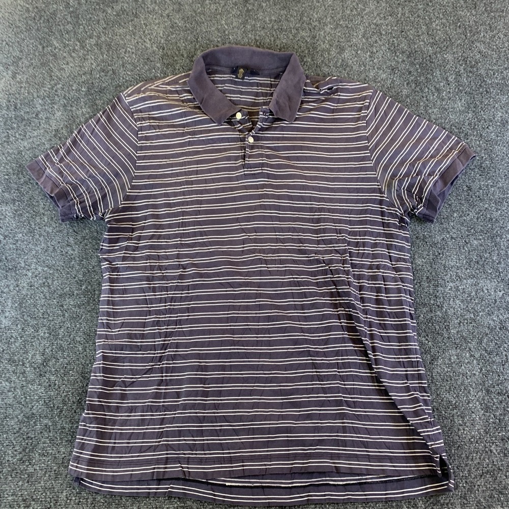 Banana Republic Polo Shirt Men XL Navy Blue Striped Pima Cotton Golf Performance